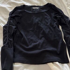 We The Free Black Long Sleeve Top with Ruched Detail
